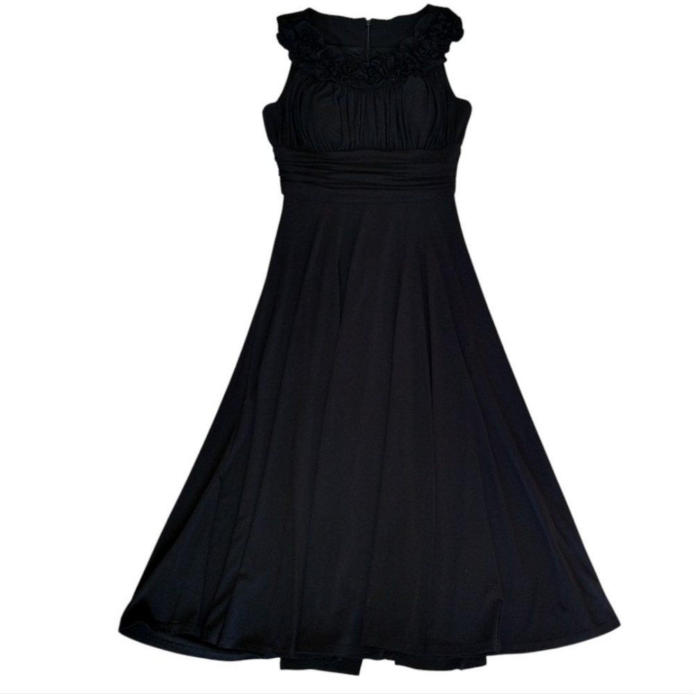 Jessica Howard Evenings Black Rosette Midi Dress Size 6 Women's Formal A-line - Picture 8 of 9